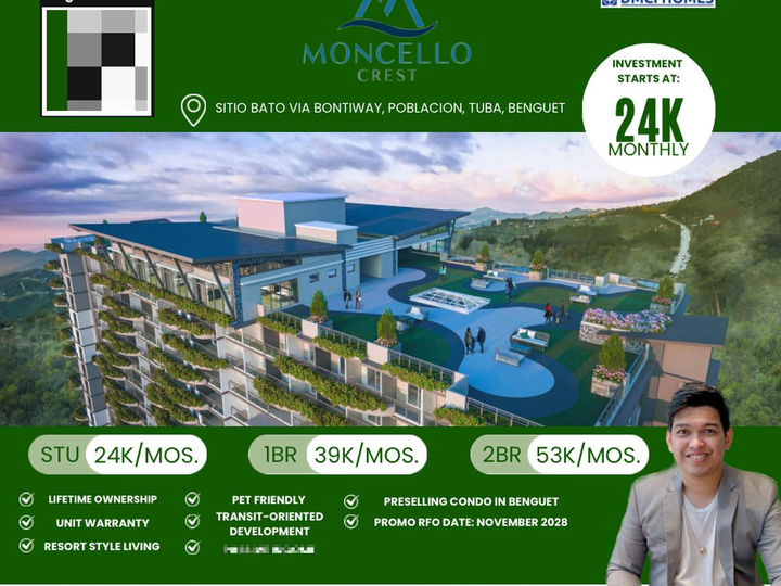 35.00 sqm Studio Condotel For Sale MONCELLO CREST BY DMCI HOMES TUBA, BENGUET