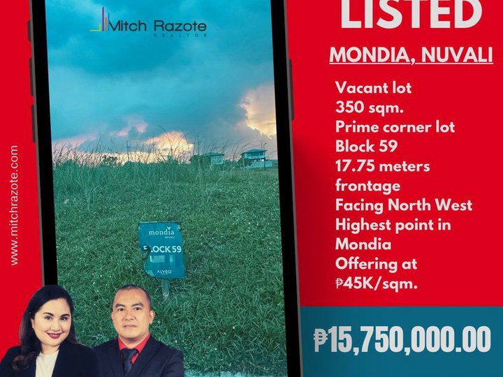350 sqm Residential Lot For Sale in Mondia, Nuvali Calamba Laguna