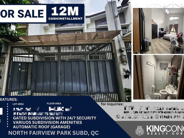 4-bedroom Townhouse For Sale in North Fairview Park Subdivision Quezon City / QC Metro Manila