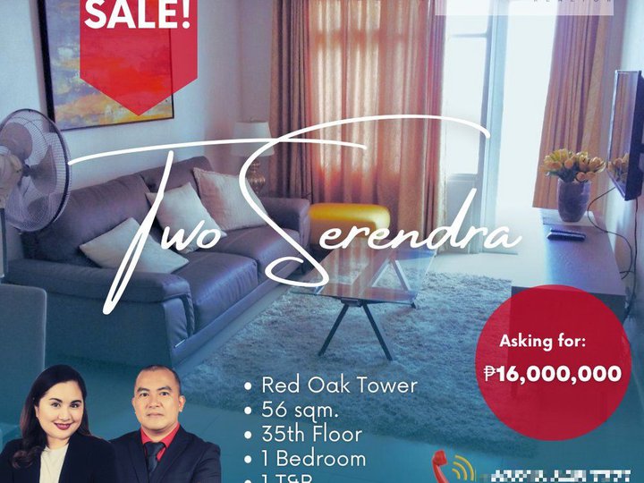 56.00 sqm 1-bedroom Condo For Sale in Two Serendra The Fort BGC