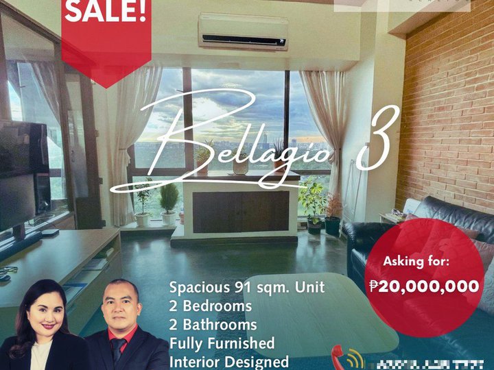 Upgraded 2 Bedroom Unit with Golf Course View For Sale at Bellagio BGC