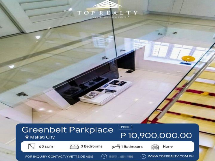 65.00 sqm 3-bedroom Condo For Sale in Greenbelt Parkplace, Makati