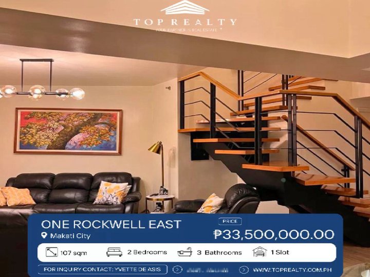 107.00 sqm 2-bedroom Condo For Sale in One Rockwell East, Makati