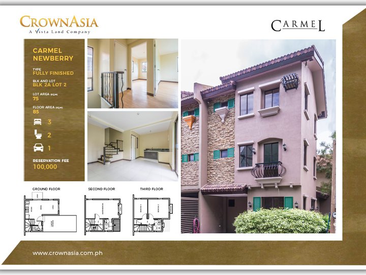 Carmel by Crown Asia | 3BR Townhouse in Bacoor Cavite