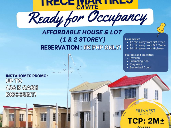 UP TO 136K Cash Discount- 5k RF Only - Affordable home RFO at Newleaf Trece Martires, Cavite