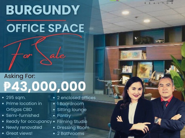 295 sqm. Ready For Occupancy Office For Sale at AIC Burgundy Tower Ortigas CBD