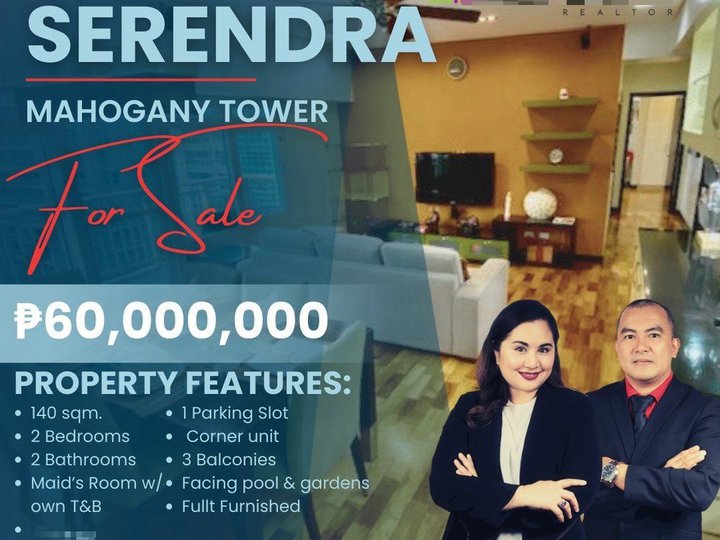 FOR SALE: Luxury Fully-Furnished 2-Bedroom Corner Unit at One Serendra, Mahogany Tower, BGC Taguig