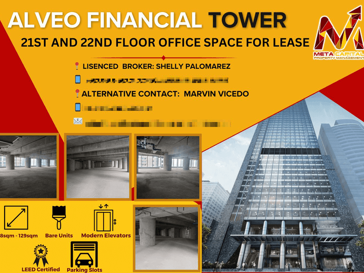 Office Space for Lease 21st and 22nd Floor in Alveo Financial Tower