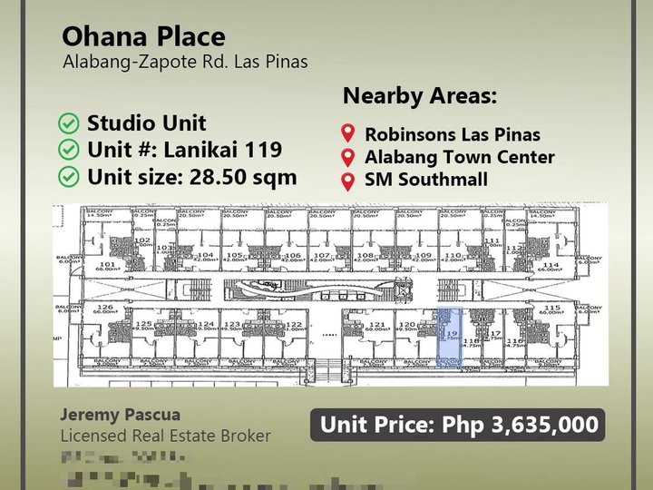 : Studio Condo Unit in Ohana Place near Alabang Town Center & SM Southmall