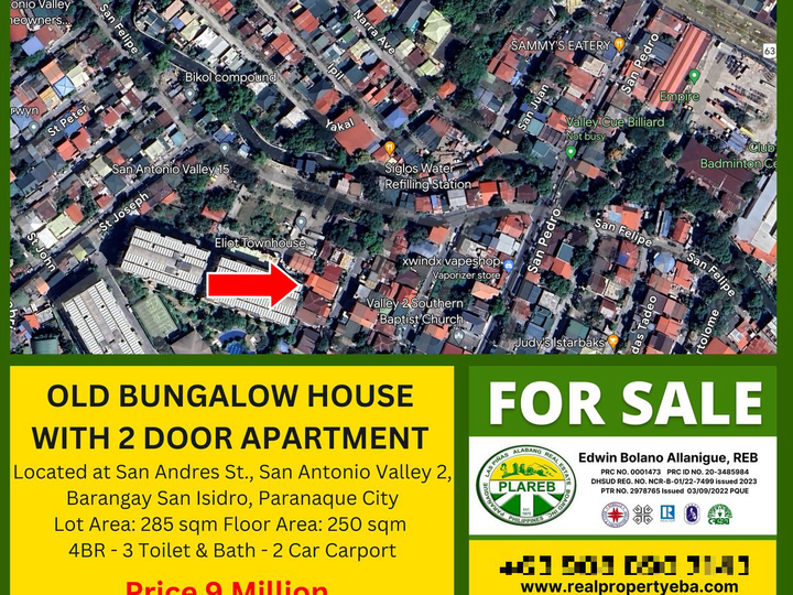 Old bungalow house with two doon apartment at the back for sale.