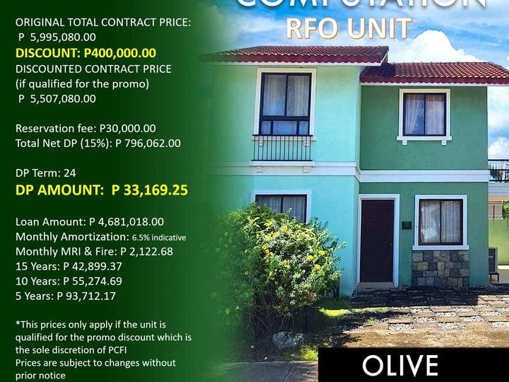 Cheap House and Lot For sale RFO - OLIVE HOUSE UNIT!!!