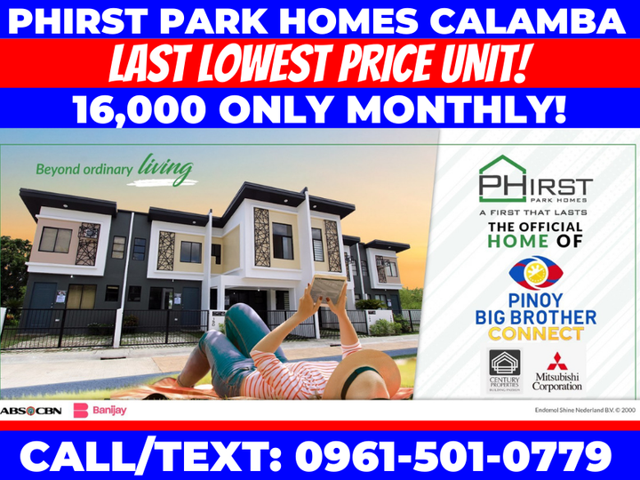 PHIRST PARK HOMES CALAMBA 2-BEDROOM TOWNHOUSE FOR SALE