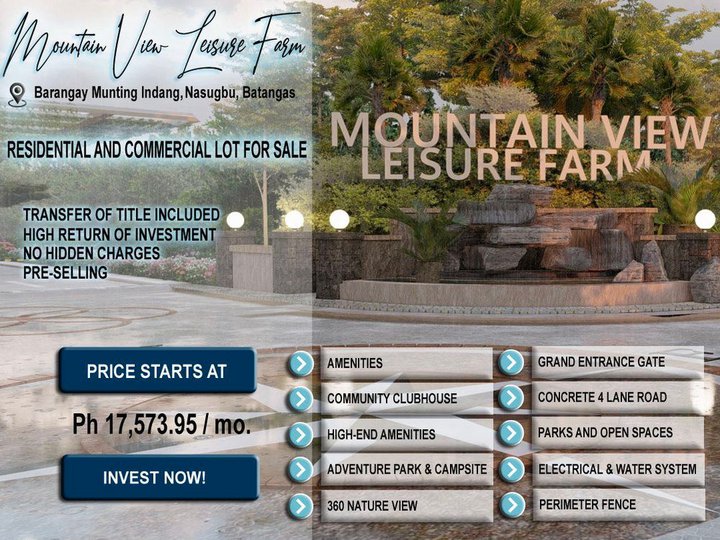 Residential Lot For Sale in Mountain View Leisure Farm in Nasugbu [Lot
