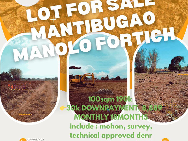 Mantibugao lot for sale installment 100sqm 190k 30k downpy near highwy