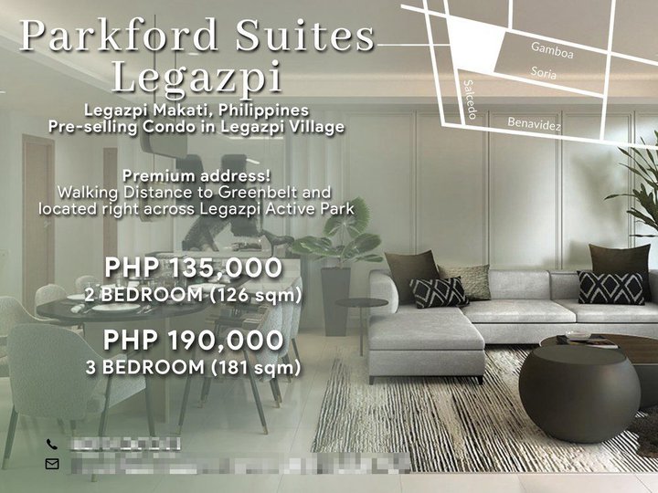 126 sqm 2 Bedroom Condo For Sale in Legazpi Village near Greenbelt