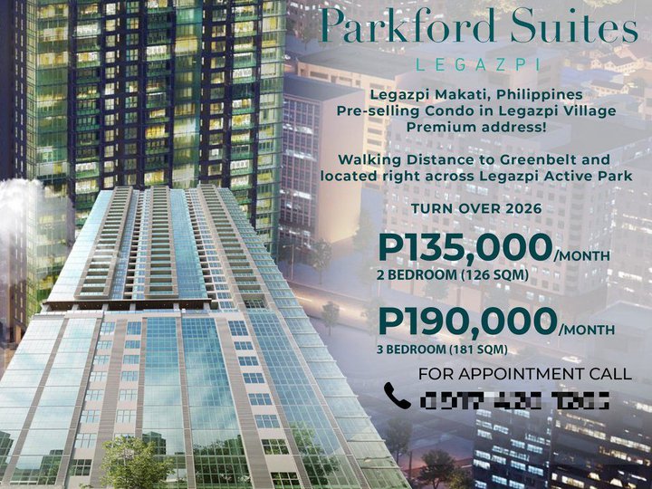 Pre-selling Condo in Legazpi Makati - Ayala Land 2BR AND 3BR ONLY