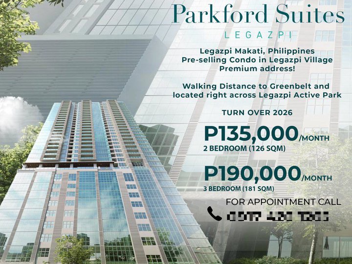 126 sqm Condo in Makati by Alveo Land - Parkford Suites Legazpi