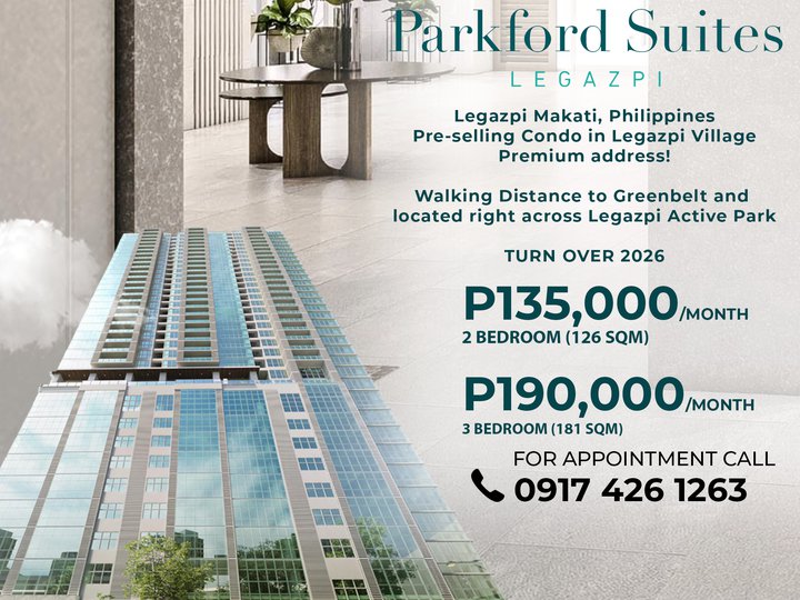 P45M - 80M Pre-selling Condo in Legazpi Makati by Alveo Land