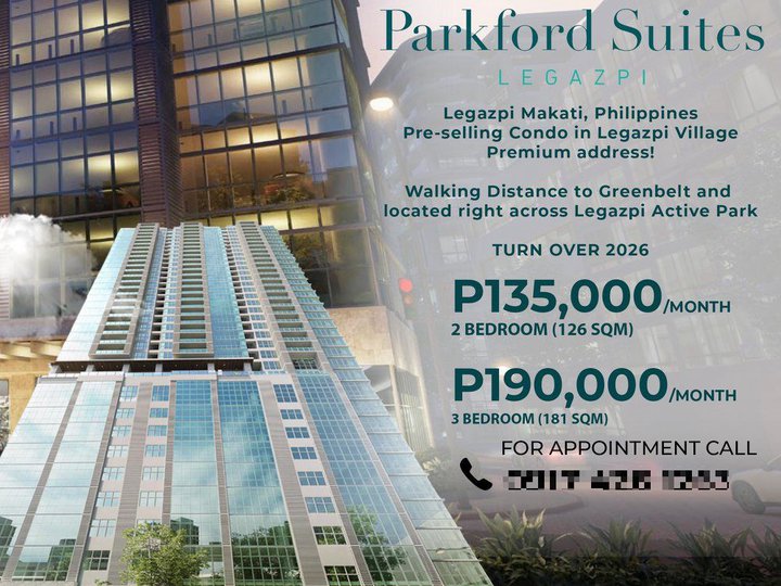 High end Condo near Greenbelt by Alveo Land 126 sqm For Sale