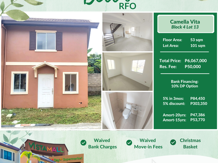 RFO in Cavite | 5% Move-in | Camella Bella Model 2 BR Near Manila