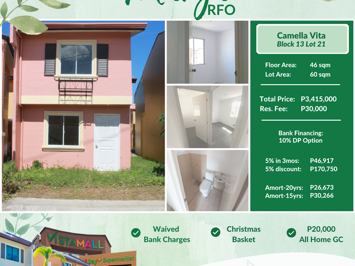 Ready For Occupancy in Cavite | Single Attached | 5% Move In