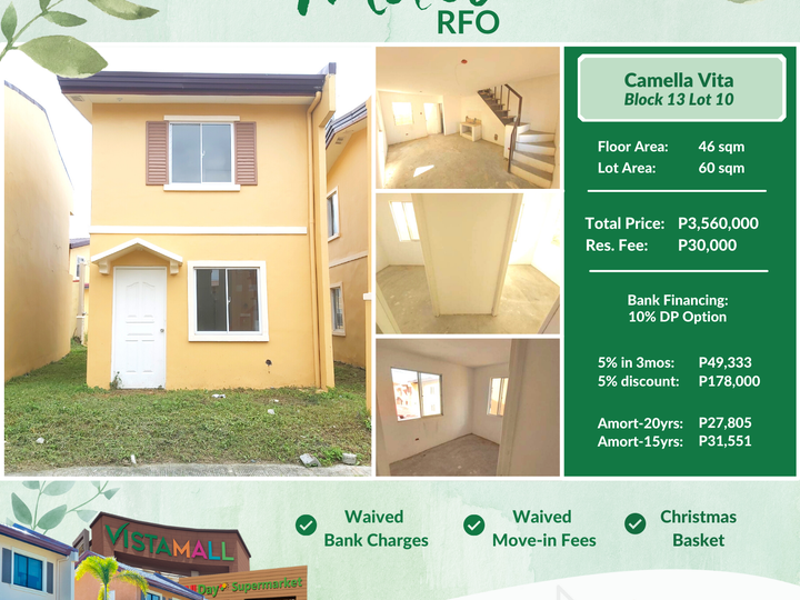 RFO in Cavite | 5% Move-in | Camella Mika Model 2 Bedrooms