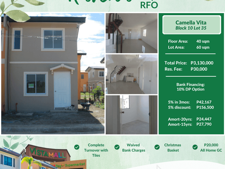 Ready For Occupancy in Cavite | Townhouse End Unit | 5% Move In