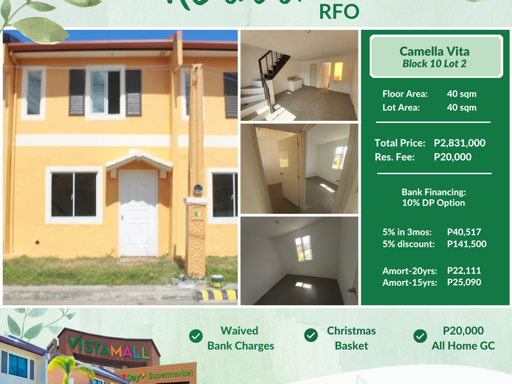 Ready For Occupancy in Cavite | Townhouse Inner | 5% Move In