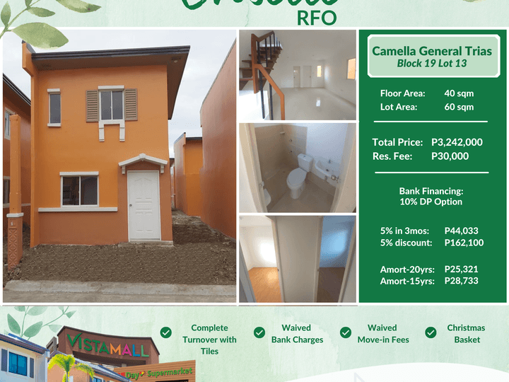 RFO in Cavite | 5% Move-in | Camella Criselle Model 2 Bedrooms