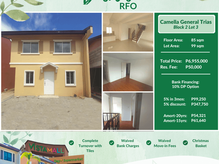 RFO in Cavite | 5% Move-in | Camella Dana Model 4 Bedrooms