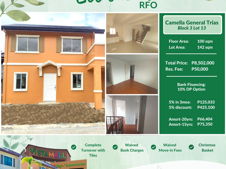 RFO in Cavite | 5% Move-in | Camella Ella Model 5 Bedrooms Corner Lot