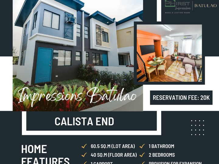 PHirst Park Homes Impressions Batulao (Calista End) For Sale