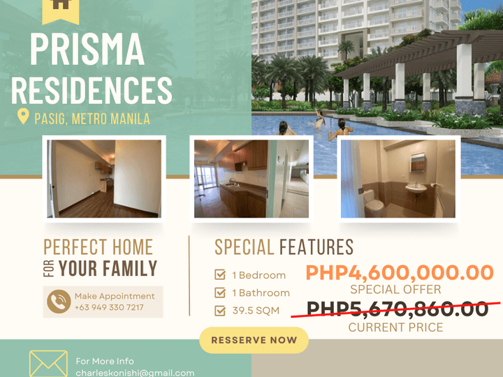 35.50 sqm 1-bedroom Condo For Sale in Pasig Metro Manila