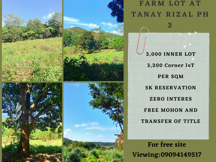 Affordable  FARM LOT AT TANAY RIZAL W/free Mohon and transfer of title