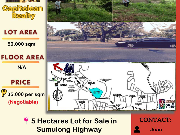 5 HECTARES LOT for Sale along Sumulong Highway