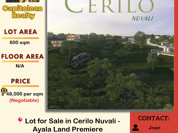 Prime 600 SQM Lot with View and Park Access in Cerilo Nuvali City