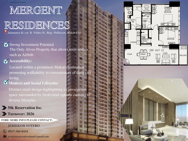 TWO BEDROOM UNIT MERGENT RESIDENCES IN MAKATI POBLACION