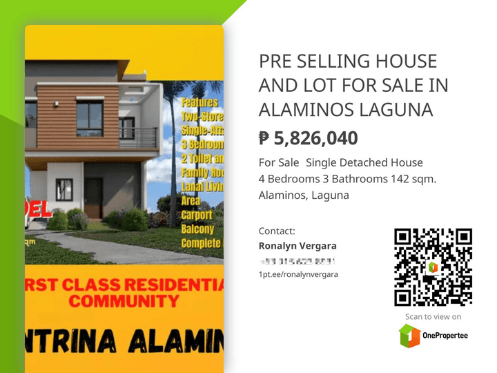 PRE SELLING HOUSE AND LOT FOR SALE IN ALAMINOS LAGUNA