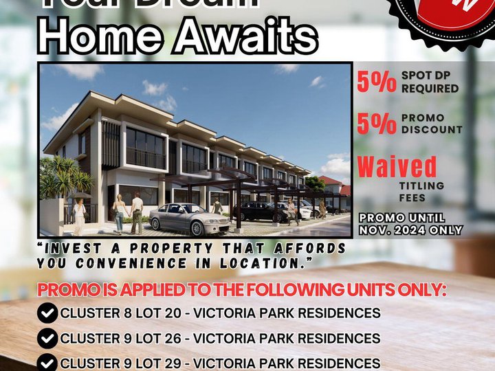 Ready For Occupancy Townhomes For Sale in Victoria Park Residences Almanza Uno Las Pinas City