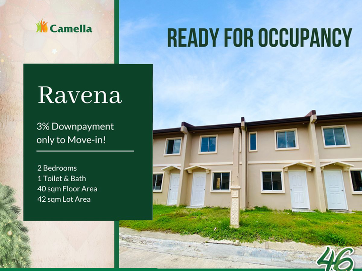 Bacolod 2-BR House and Lot for Sale in Camella (RFO Ravena Townhouse)