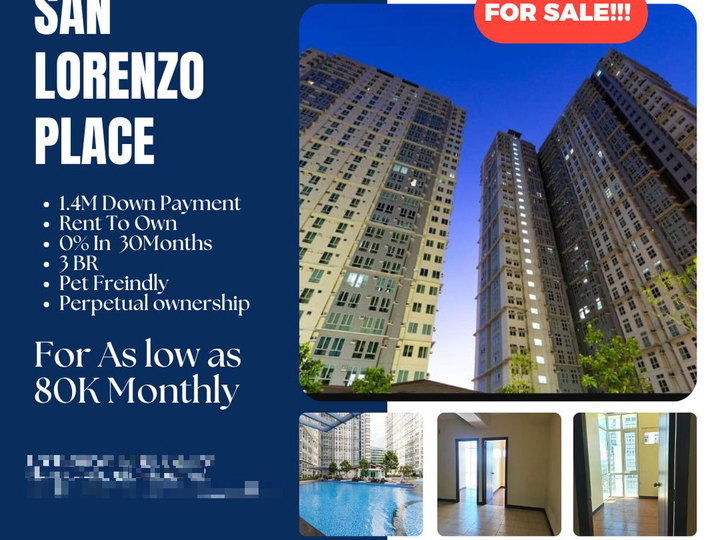 77.00 sqm 3 BR Condo For Sale in Makati San Lorenzo Place near MOA/Pasay