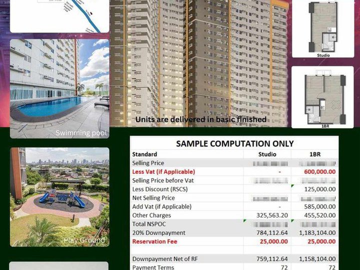 18.00- 24 sqm. Condo For Sale in Manila Metro Manila