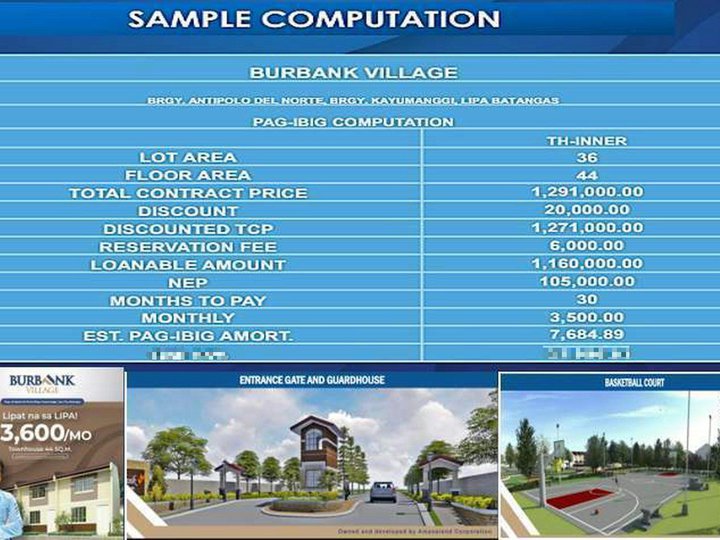 APEC BURBANK VILLAGE TOWNHOUSE HOUSE & LOT FOR SALE LIPA BATANGAS