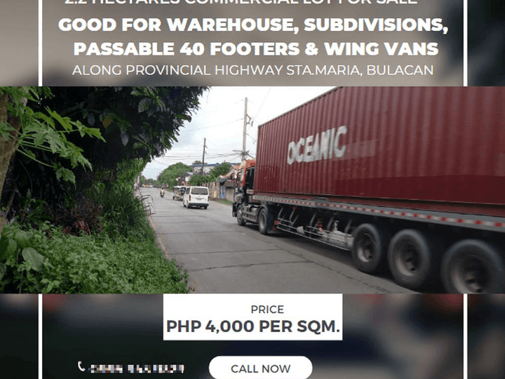 2.2 hectares Commercial Lot For Sale in Santa Maria Bulacan