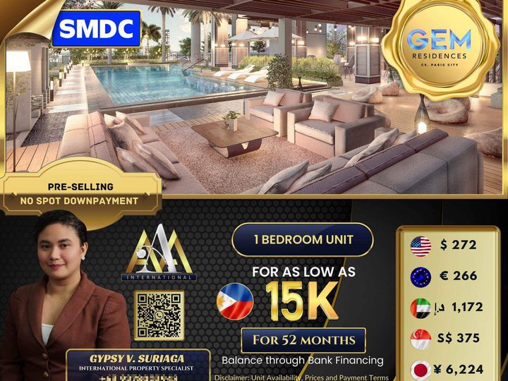 Pre-selling 33.00 sqm 1-bedroom Condo For Sale in Pasig Metro Manila