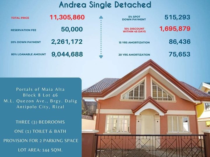 READY FOR OCCUPANCY SINGLE DETACHED IN ANTIPOLO CITY, RIZAL