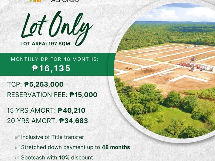 77 - 197 sqm Residential Lot For Sale in Alfonso, Cavite