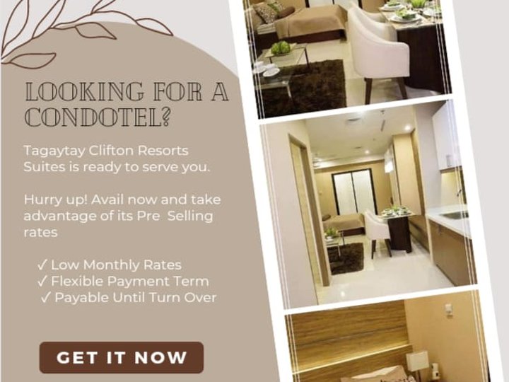 Pre Selling condotel at Tagaytay with 22sqm 1 bedroom