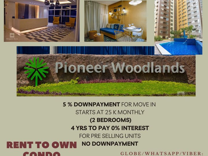 2BR No DP MOVEIN 25K Monthly RENT To Own Mandaluyong Pioneer Woodlands
