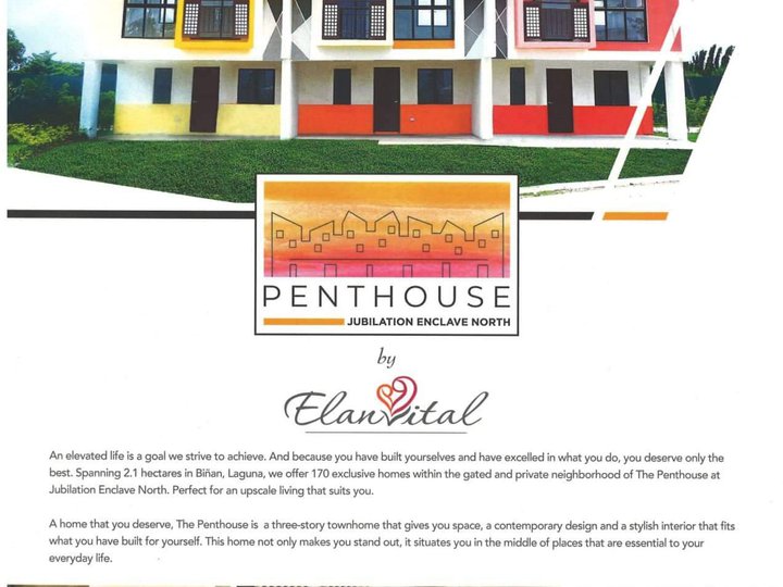Penthouse Jubilation House & Lots 3 story in flexible payment